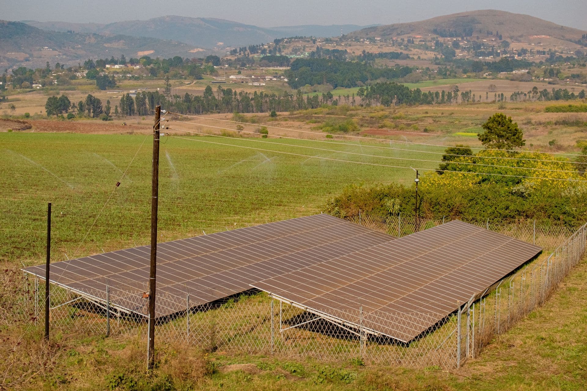 Solar panels powering a rural facility